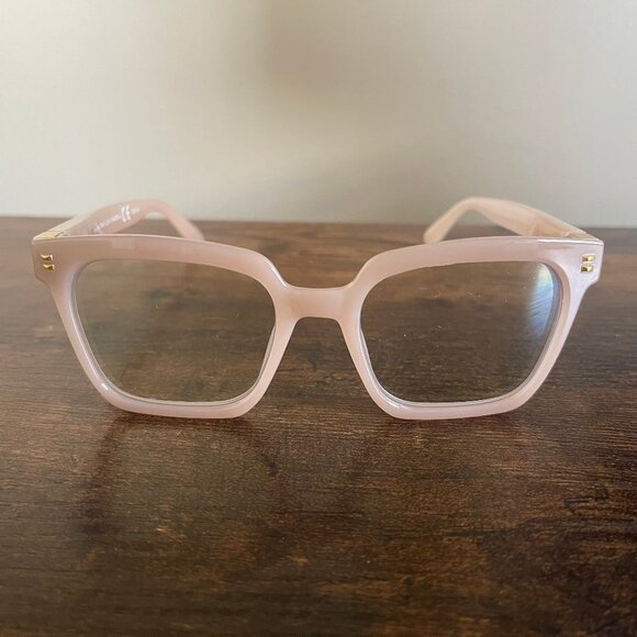 Peepers Solid Pink Blue Light Lens Square Eyeglass Frames Only 52-18-140 mm - Picture 1 of 9